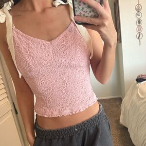 Free People Pink Smocked Tank Top